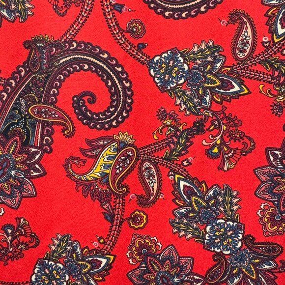 LOFT Red Paisley Print Long Sleeved Blouse - XS - Picture 4 of 5